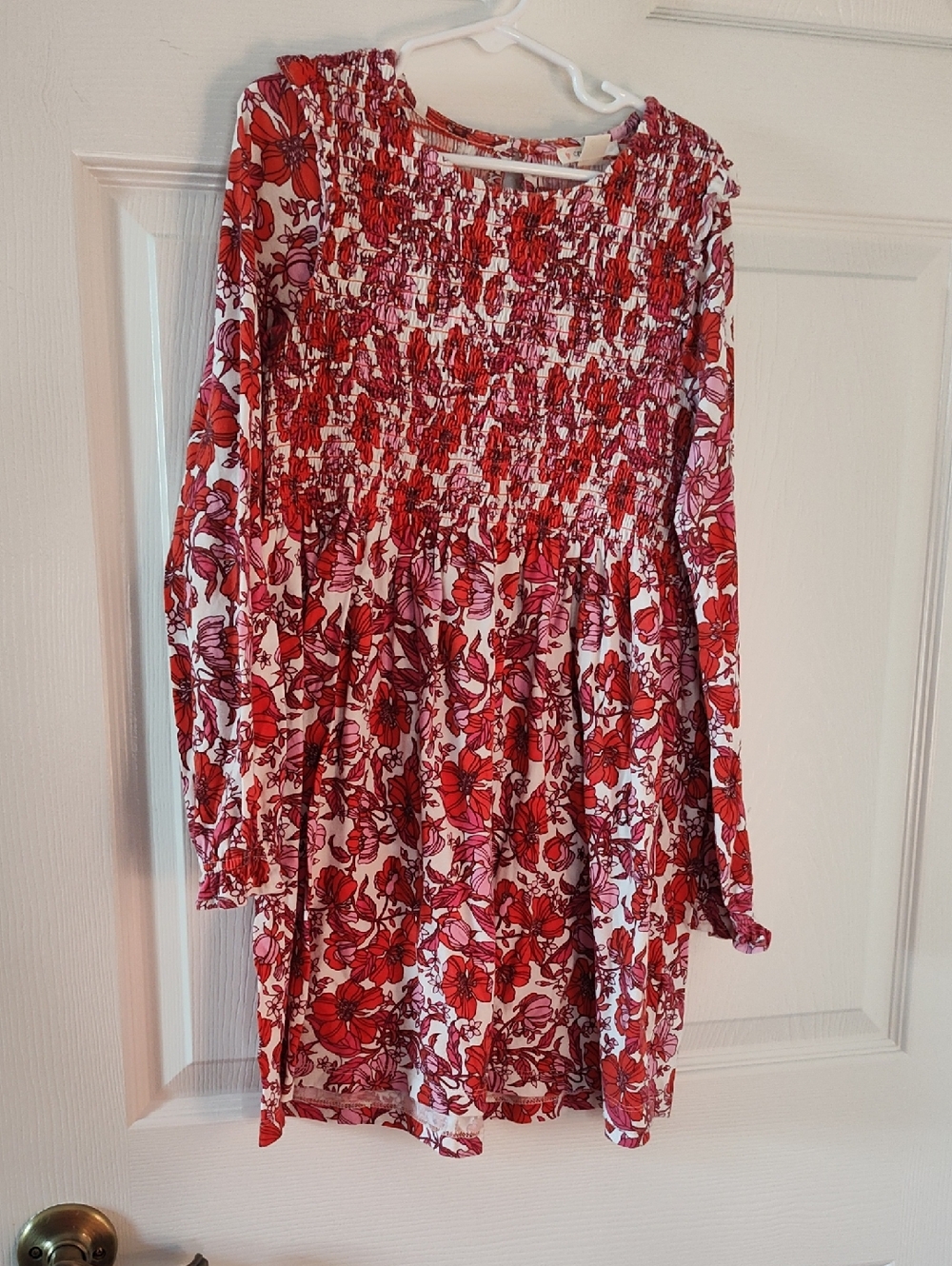 Crewcuts Red and Pink Floral Smocked Top